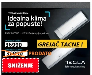 Klima TESLA TA36QQCT-1232IAT Inverter  - GREJAČ TACNE