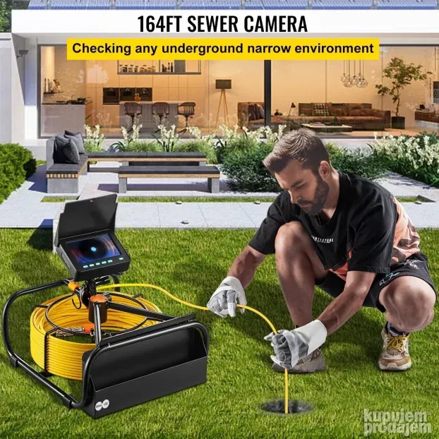 VEVOR kamera za kanalizaciju sa kablom od 50 m