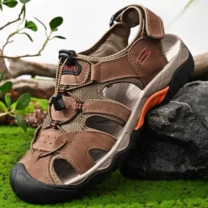 Men Sport Outdoor Sandals Plus Size Anti-Slip Leather Shoes