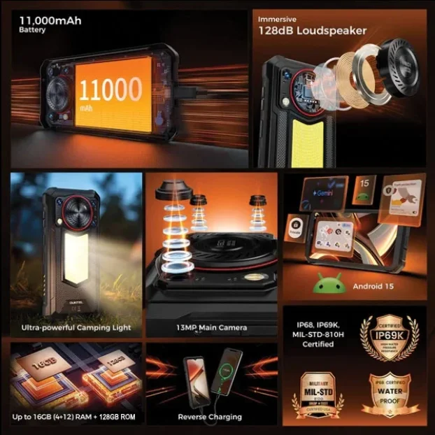 Oukitel WP53 Rugged Smartphone 4G/8+16GB/128GB/11000mAh