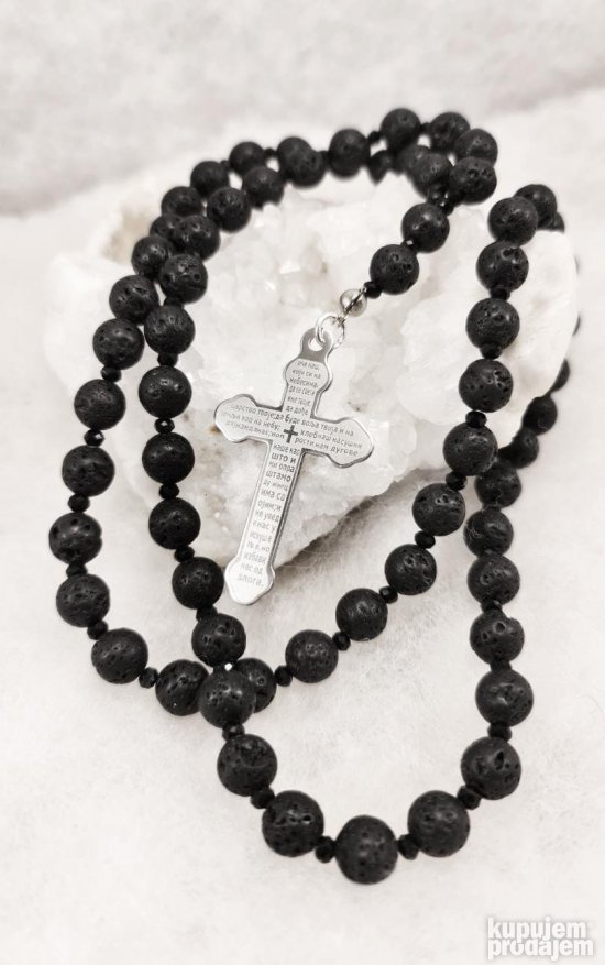 Brojanica poludragi kamen LAVA krst molitva