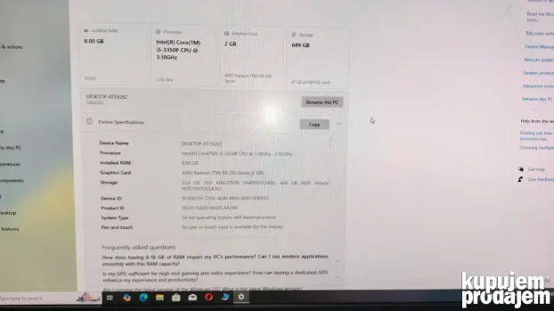 Budget gamer i5/8GB/256bit/600w real