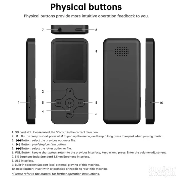 MP3 Player Bluetooth podrzava micro SD crni KupujemProdajem