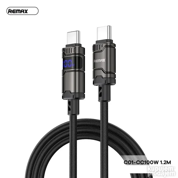 Kabel Remax C01 ZINC Alloy braided Type C na Type C 100w
