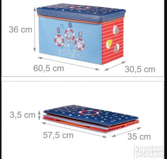 Tabure Skladiste za Igracke za Decu 60x36x30cm- Relaxdays