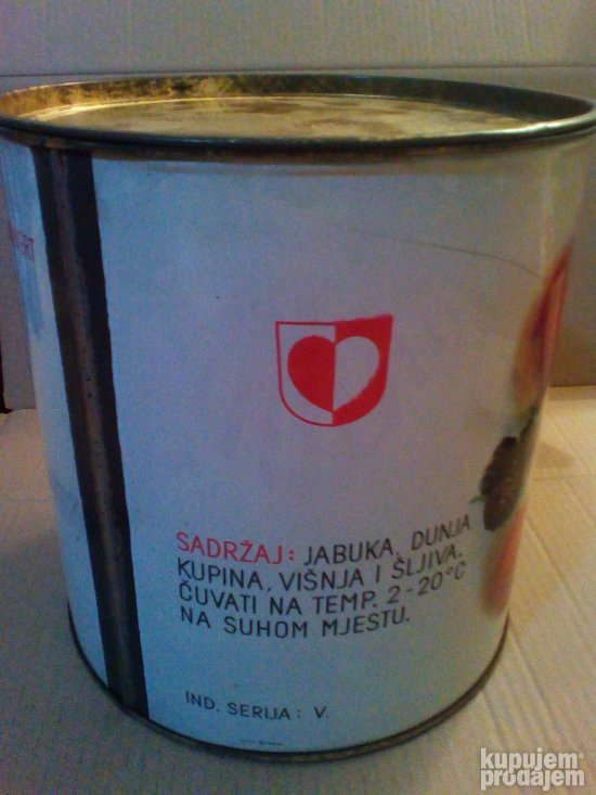 stara limena kutija mijesana marmelada podravka 10kg 1963g