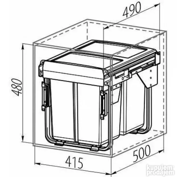 Kanta za smece ugradna 450mm 2x20L GTV-okov za namestaj