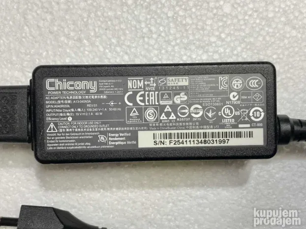 Acer 19V-2.1A-40W org punjac 5.5mm x 1.7mm