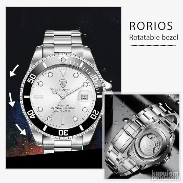 Rorios/Tevise T801 Muski rucni automatski sat 43mm