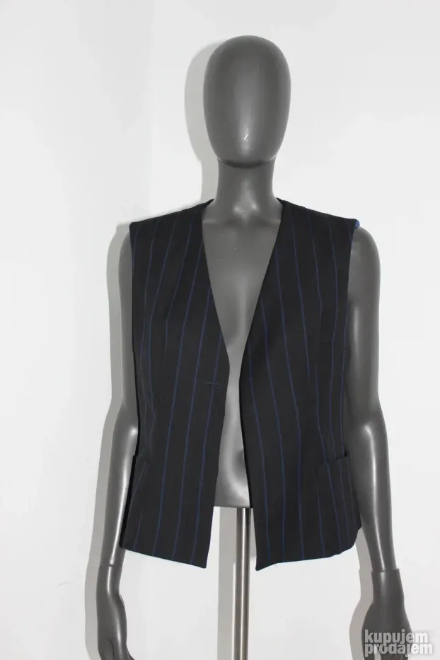 Akris zenski prsluk plavi sa prugama S/36 vuna