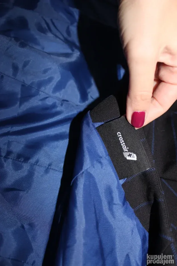 Akris zenski prsluk plavi sa prugama S/36 vuna