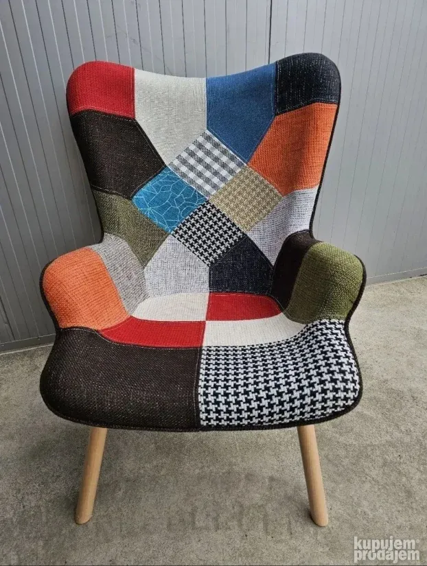 Patchwork klub fotelja + Gratis tabure