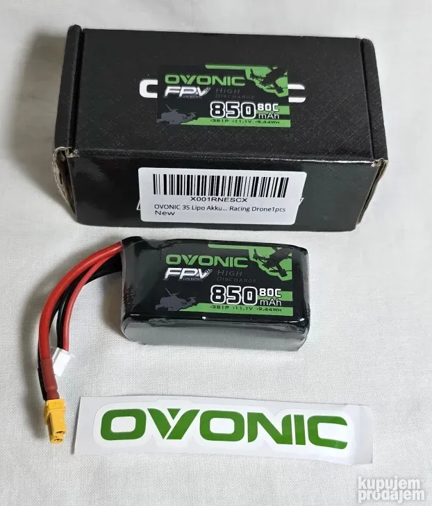Ovonic 11.1V 3S 850mAh 80C Lipo Baterija