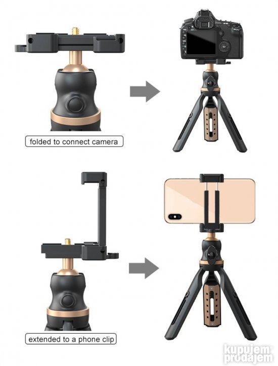 Mini Tripod za DSLR i Mobilne telefone+ Ballhead i nosač mob