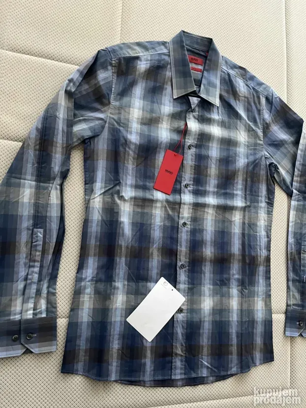 Plava karirana kosulja (M) Hugo Boss Slim Fit