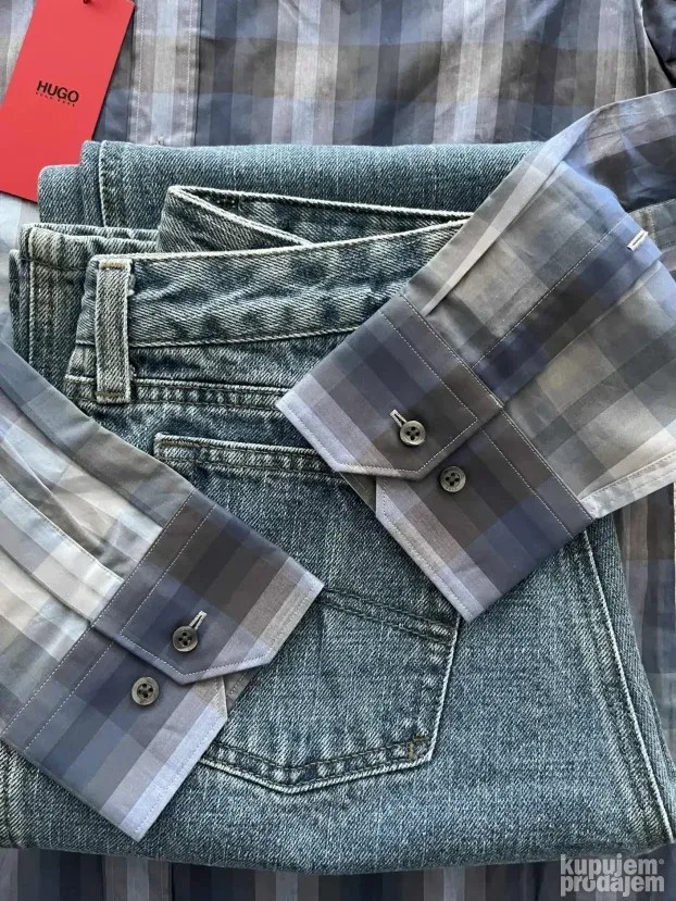 Plava karirana kosulja (M) Hugo Boss Slim Fit