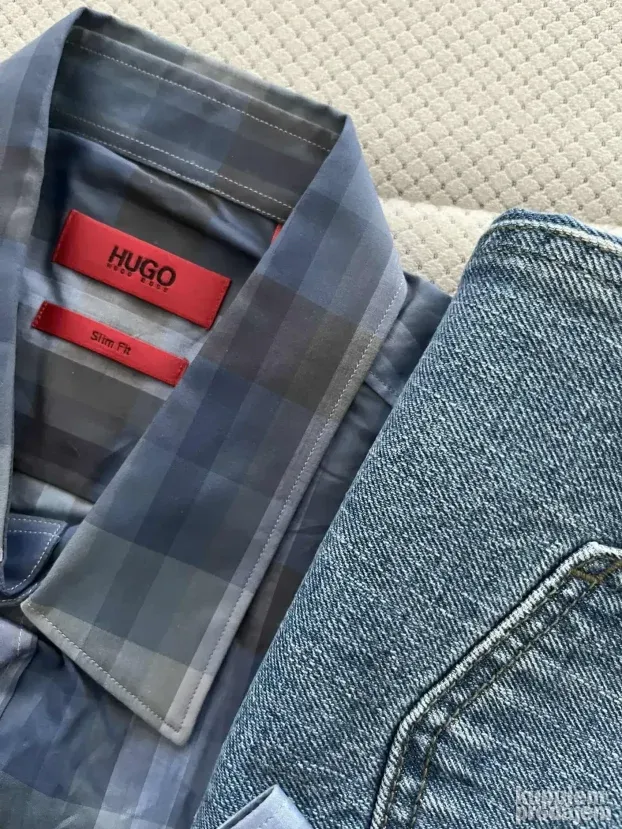 Plava karirana kosulja (M) Hugo Boss Slim Fit