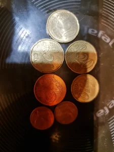 3x20c,10c,5c,2c,2x1c..