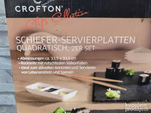 Crofton Kamene ploce za serviranje predjela SET 33,5x33,5cm