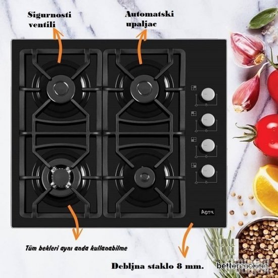 Ugradna ploca staklo plinsko rešo na gas Novo