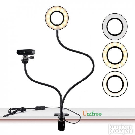 LED RING sa Štipaljkom POTPUNO FLEXI, Sa Drzacem Telefona
