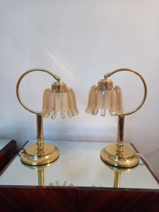 Richard Essig pair brass Tulip table lamp 70s