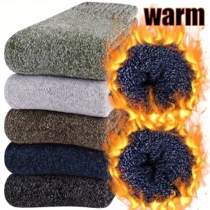5 Pairs of Men'S Winter Warm Thickened Fleece Socks