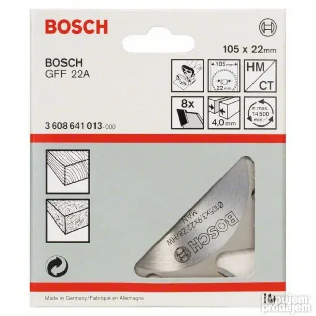 Pločasto glodalo Bosch 3608641013, 8, 22 mm, 4 mm
