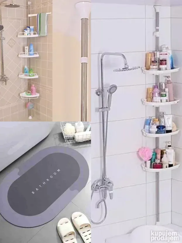 Polica za kupatilo + Prostirka za kupatilo Ugaonai drzac
