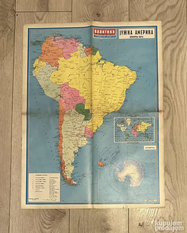 Karta Juzna Amerika Politika 1977 - KupujemProdajem