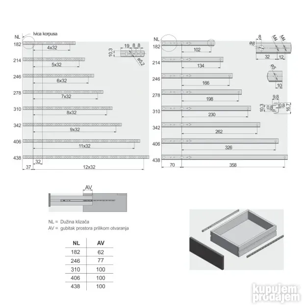 OKL T MICRO Klizač  Za Fioke 406mm GTV