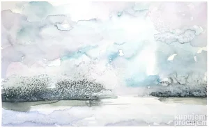 Zimski dan - akvarel 42x26cm