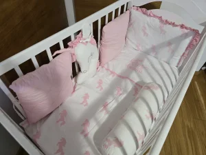 Posteljina za bebe (roze) - Jednorog