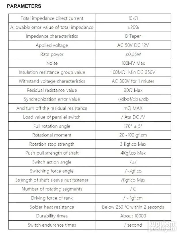 Vertikalni potenciometar Rv09 5K Ohm