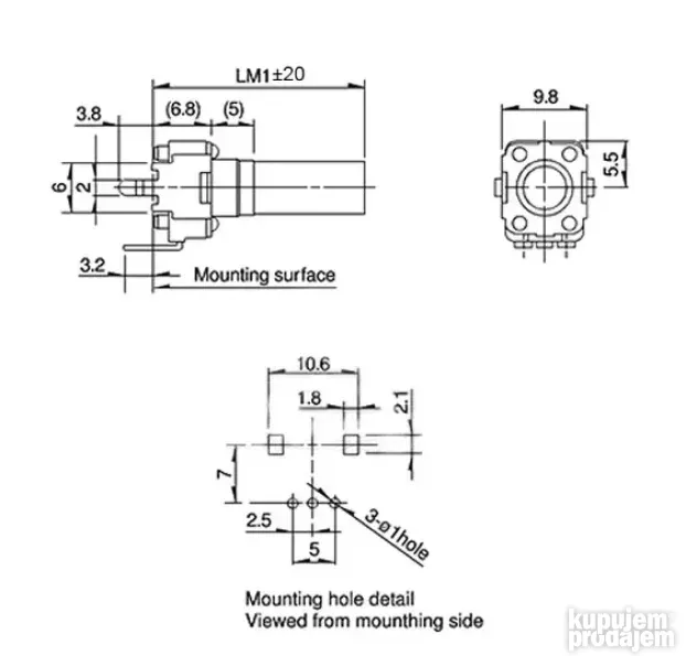 Vertikalni potenciometar Rv09 5K Ohm