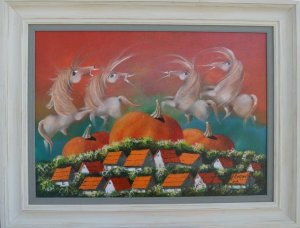 9 U tem Somboru, Janos Mesaros,  kombinovana pastel ulje lak