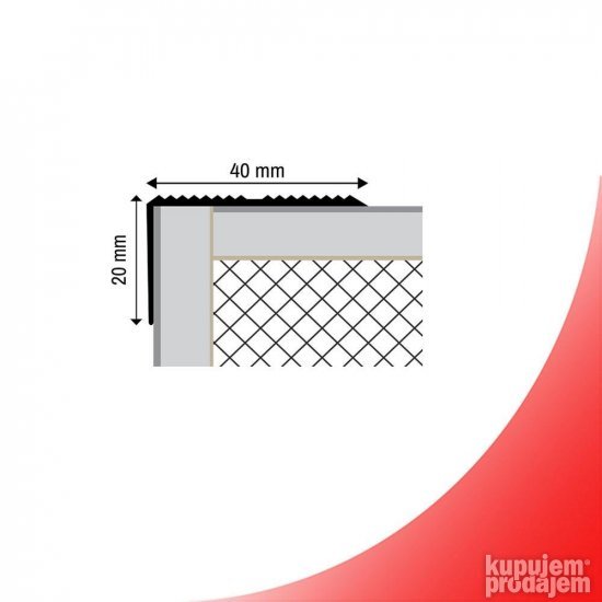 Aluminijumska lajsna za stepenište i laminat STA-40