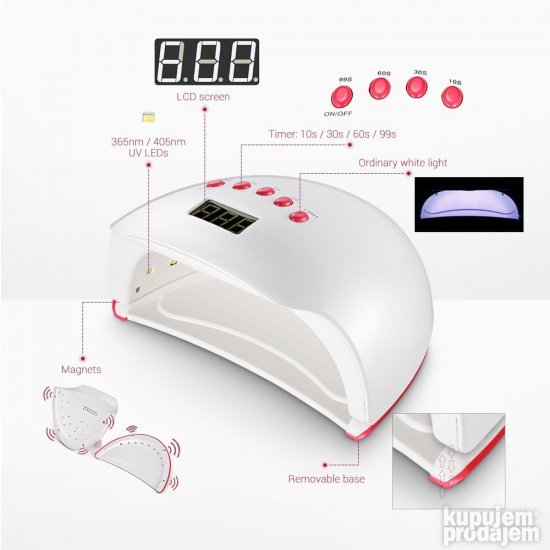 48W Automatska UV LED Lampa za nokte sa lupom
