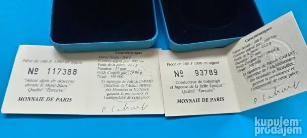 Dve kutije za srebrnjake sa serifikatima