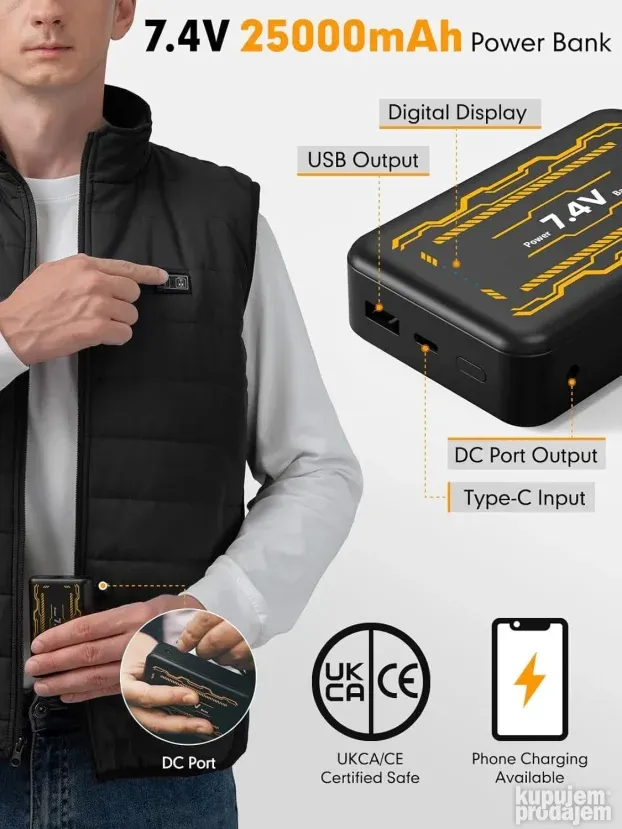 Prsluk sa grejačima XL-Power bank od 25000 mAh