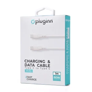 Kabel Pluginn PI-PD 60W Type-C na Type-C beli 1m