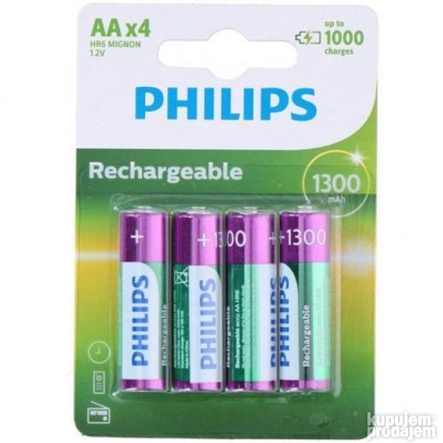 Philips Baterija AA NiMH 1.2V 1300mAh (1/4)