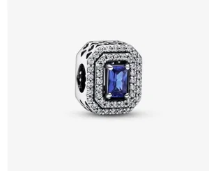 PANDORA privezak Blue Sparkling Levelled Rectangular