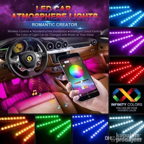 LED RGB ambijentalno svetloza auto sa mobilnom kontrolom
