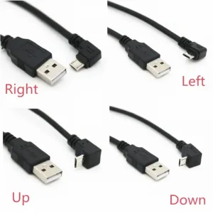 Mikro USB kab 25cm 50cm 1m pod uglom gore dole levi desni