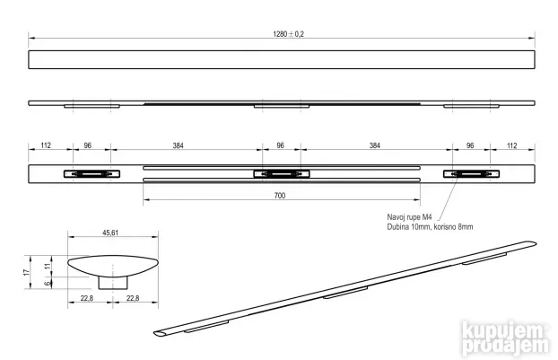 ORN N 1056 Standardna nadgradna ručica 6181280 Sjaj inox