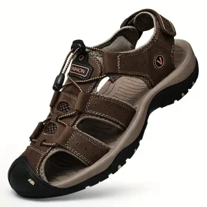 Plus Size Men's Close Toe Top Grain Cowhide Sandals - 3 boje