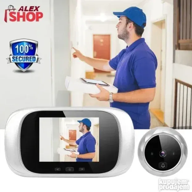 Digitalna špijunka i zvono za vrata sa kamerom i ekranom