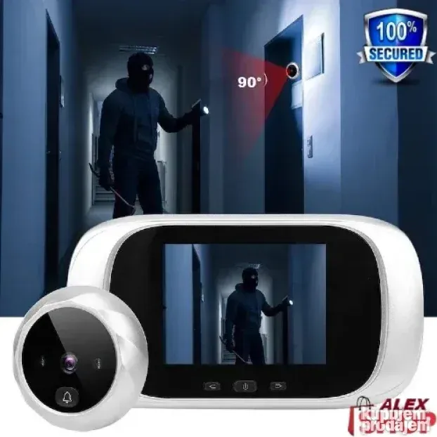 Digitalna špijunka i zvono za vrata sa kamerom i ekranom