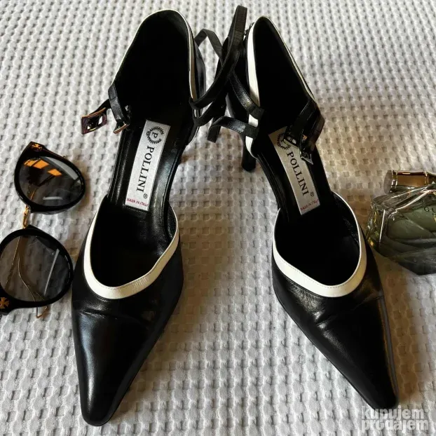 POLLINI ORIGINAL kozne crne cipele sandale 38